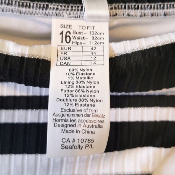 Seafolly Bikini Bottom Striped Hipster 14 New Plus - Picture 6 of 7